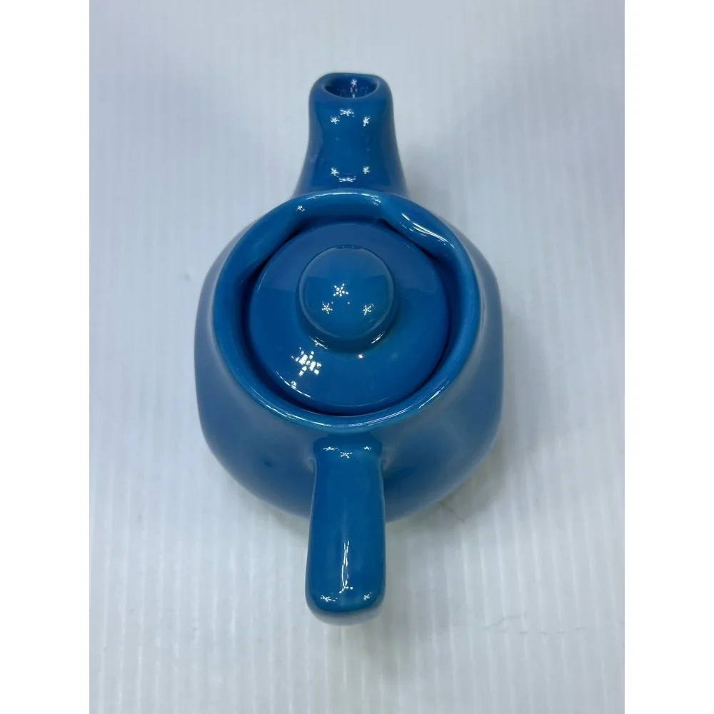 Vintage HF Coors China 161 Chefsware Teapot MCM Blue Inglewood CA USA Small